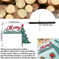 UOAOU wooden frame ornament with Merry Christmas text and tree motifs enhances home decor.