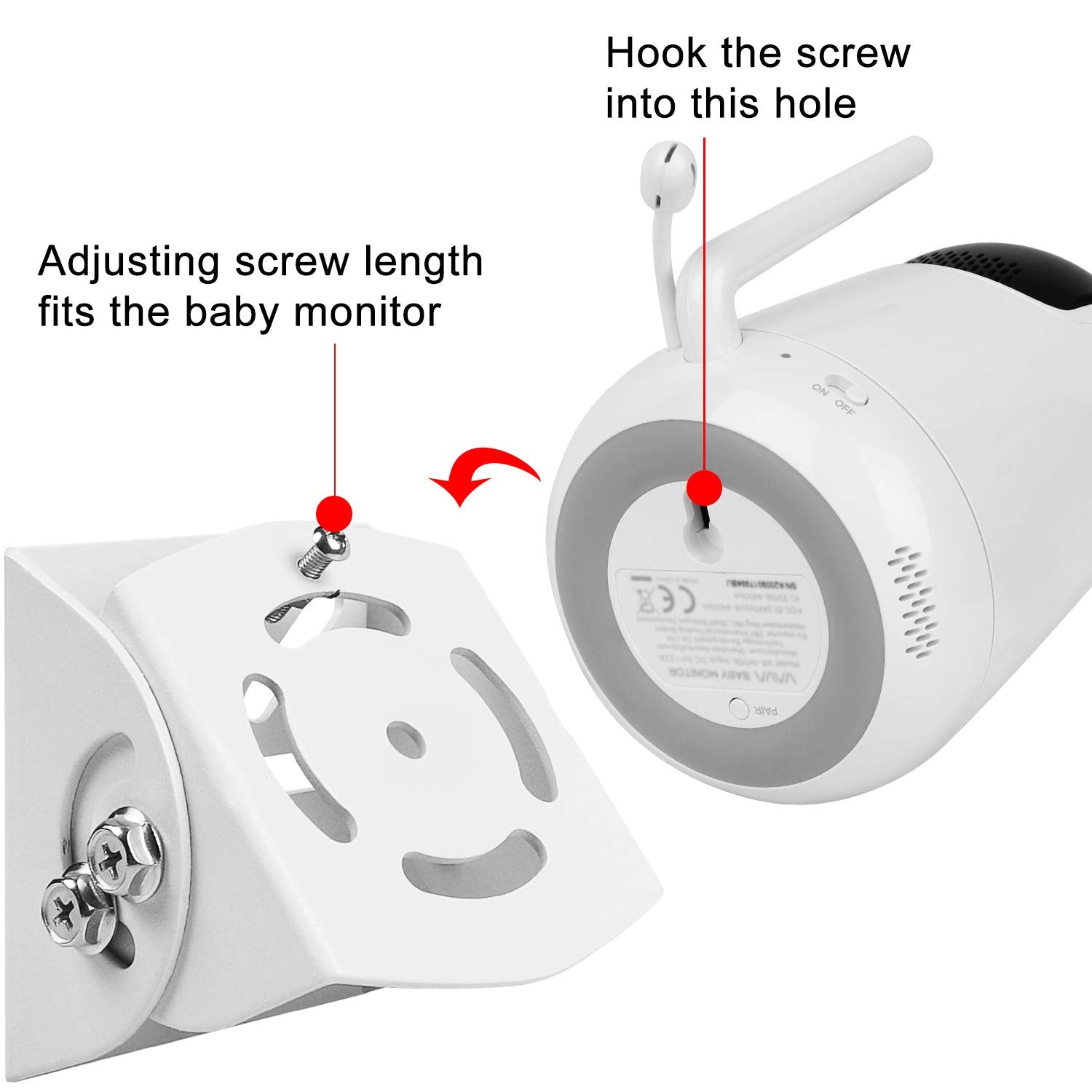 Uogw baby monitor mount easy-install with screws on white surface