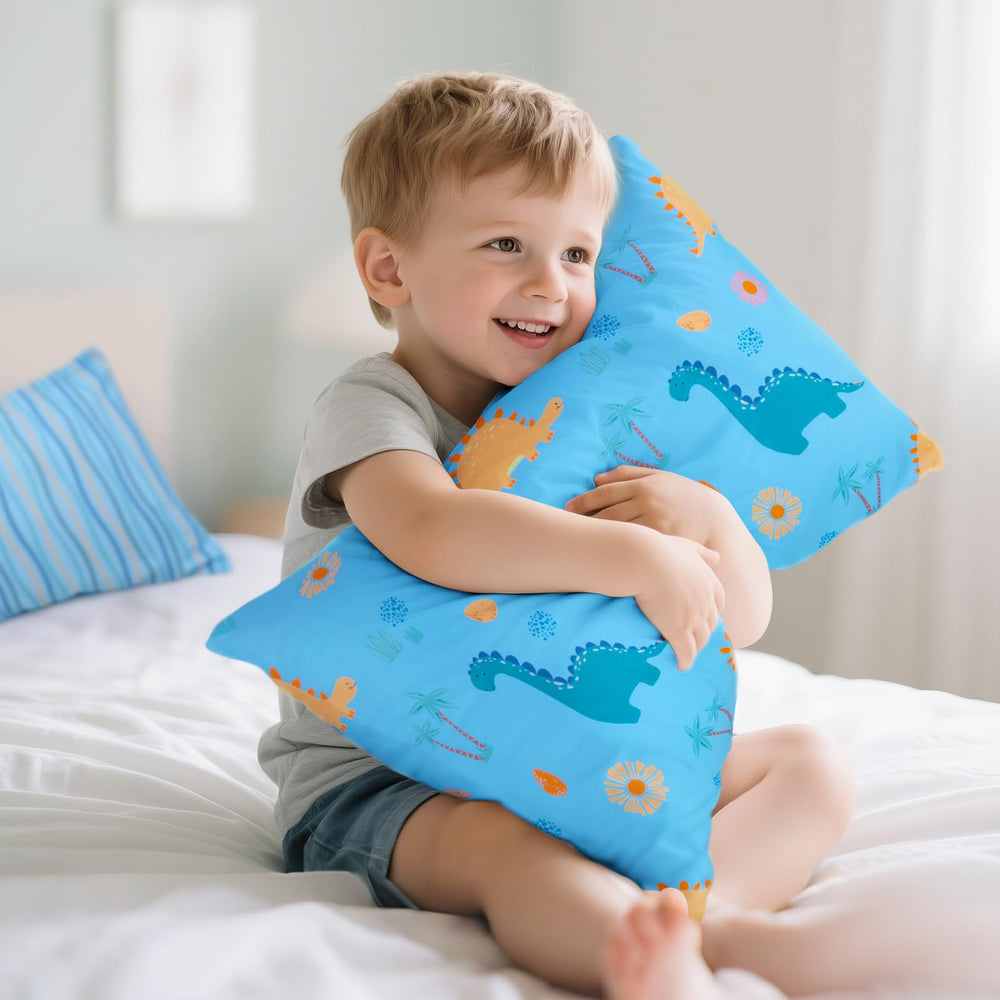 UOMNY dinosaur toddler pillowcase with envelope closure for snag-free hair and easy use.