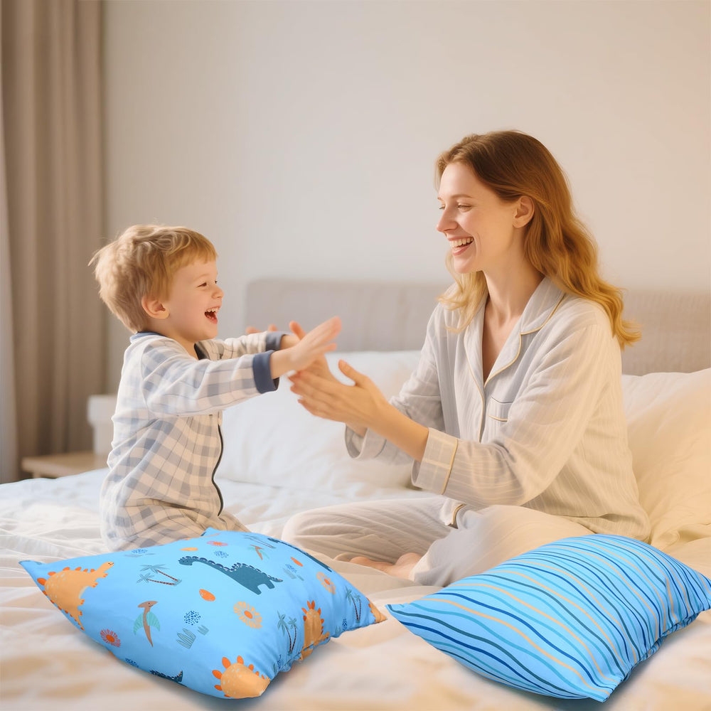 UOMNY dinosaur toddler pillowcase soft-touch fabric great for sensitive skin.