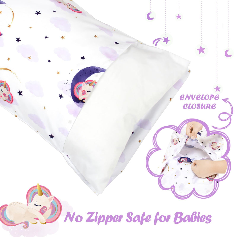 UOMNY unicorns 14x19 blue-white pillowcase for roomy toddler beds.