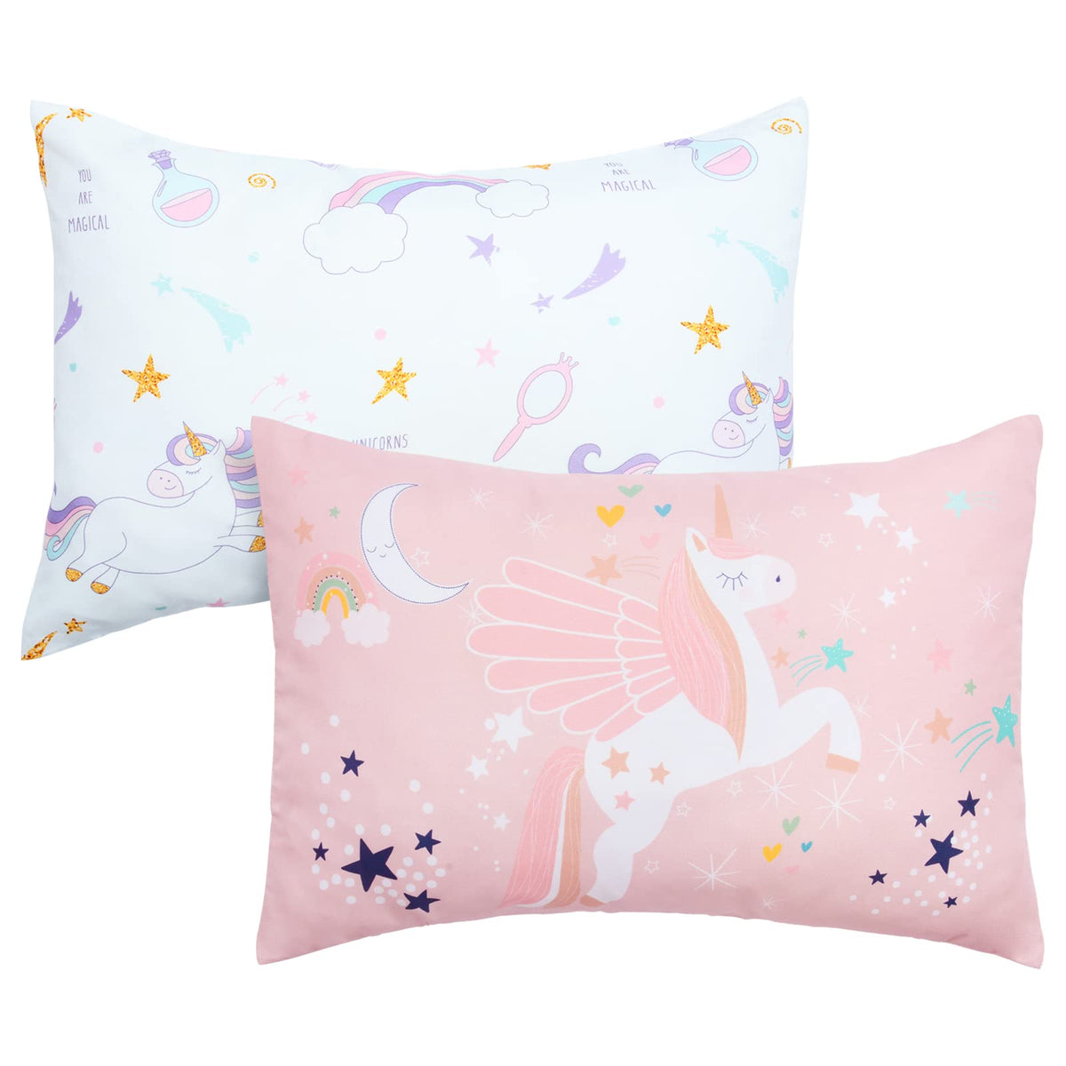 UOMNY unicorn pillowcase 13x18 in pink for toddler sleep comfort