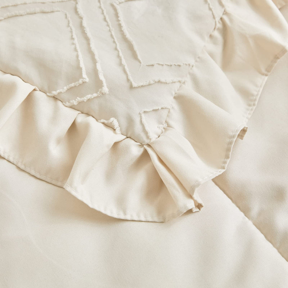 UOZZI Bedding Bed Skirt cream white detail offers finished nursery look.