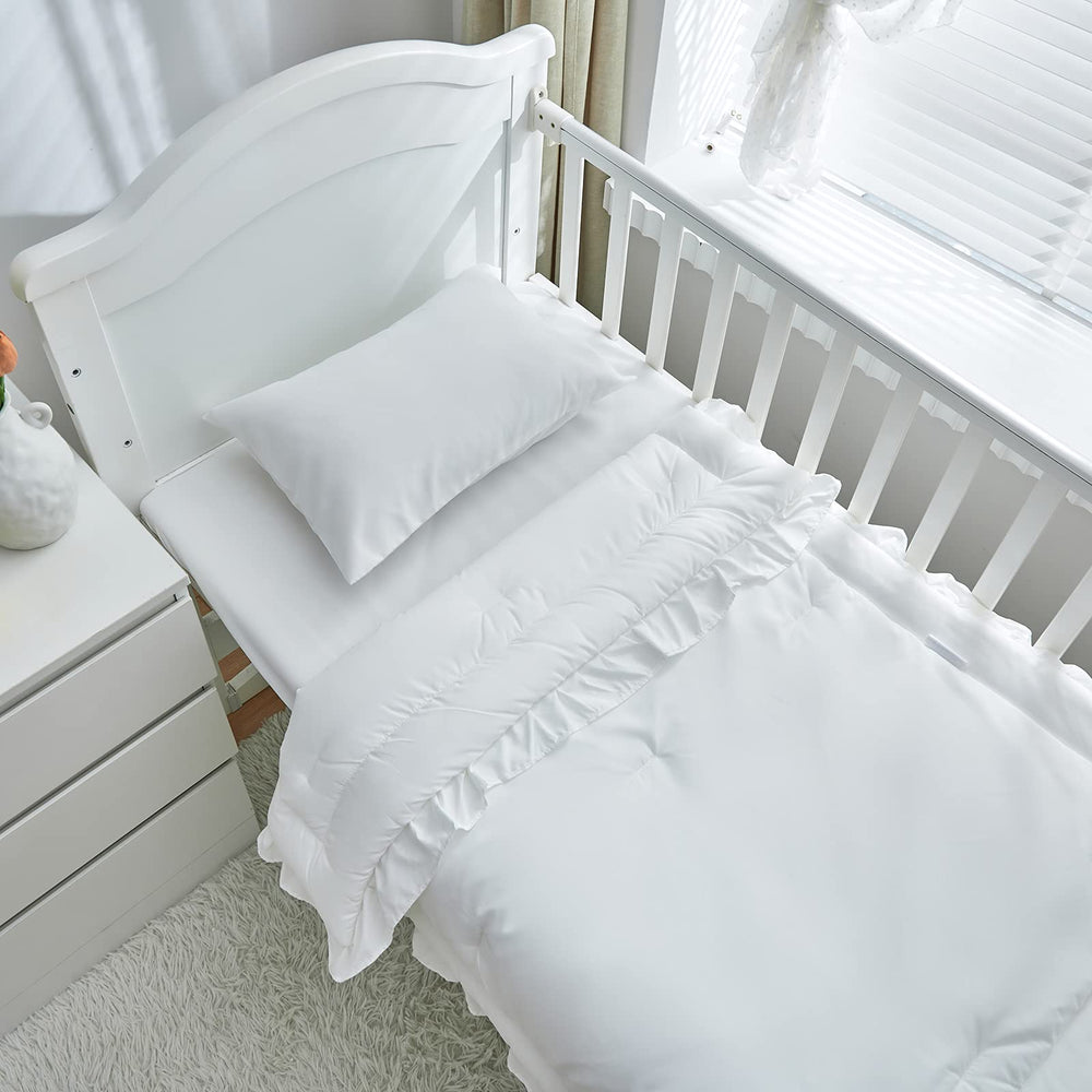 UOZZI BEDDING gray ruffle crib set for modern nursery