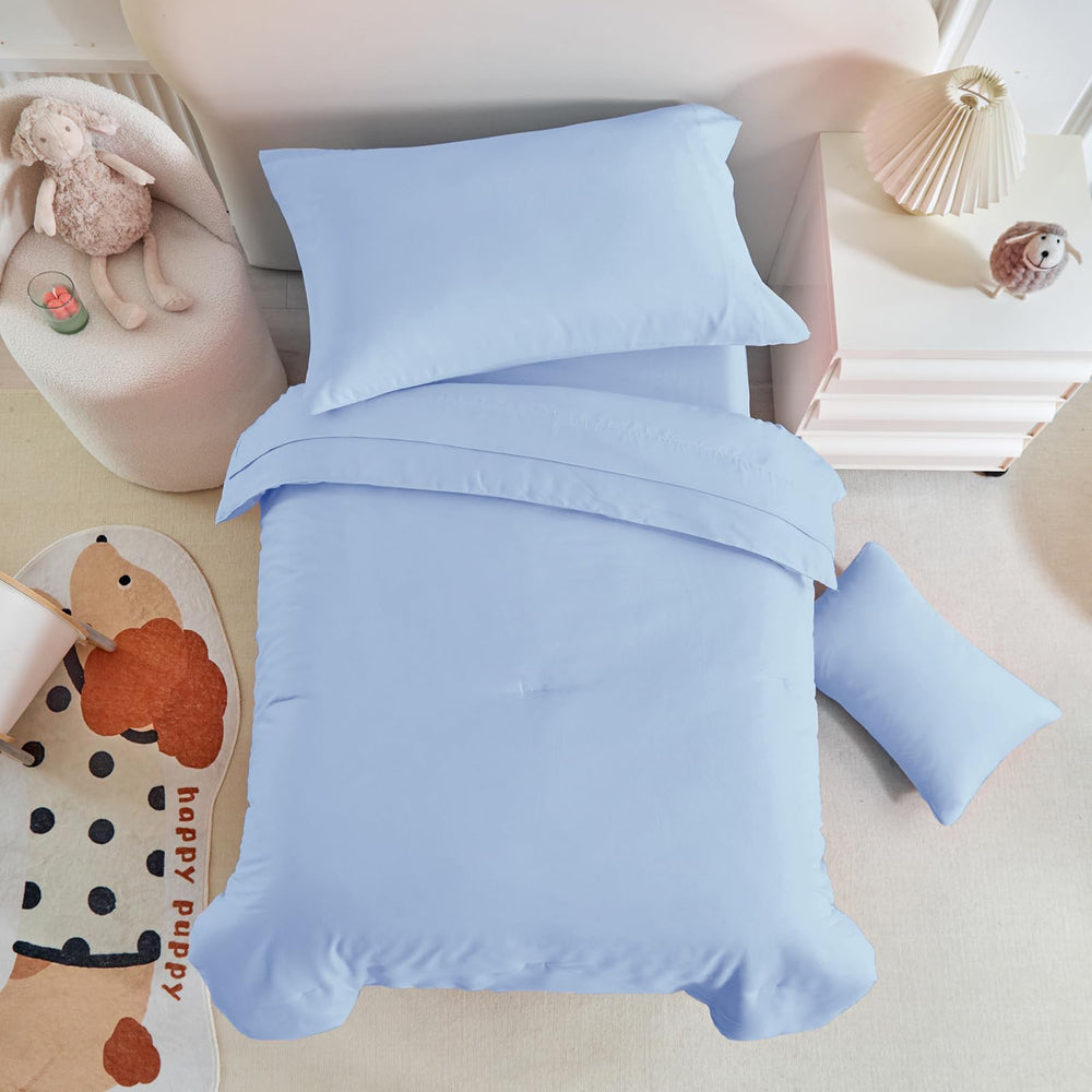 UOZZI Bedding light blue color swatches inspire calm bedroom vibes.
