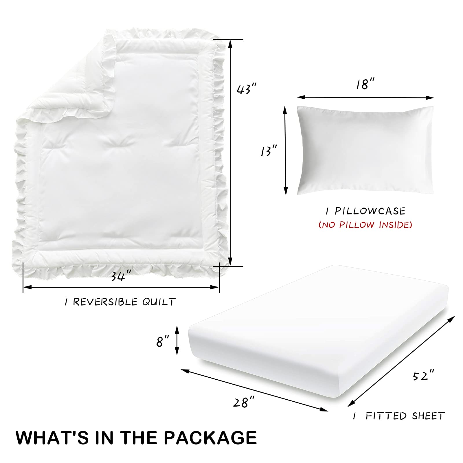 UOZZI BEDDING white ruffle detail adds nursery charm