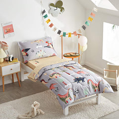 UOZZI BEDDING 4-piece gray dinosaurs pillowcase with gentle fabric for restful nights.