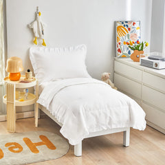 UOZZI Bedding 4-piece toddler set with ruffled comforter for cozy bedtime