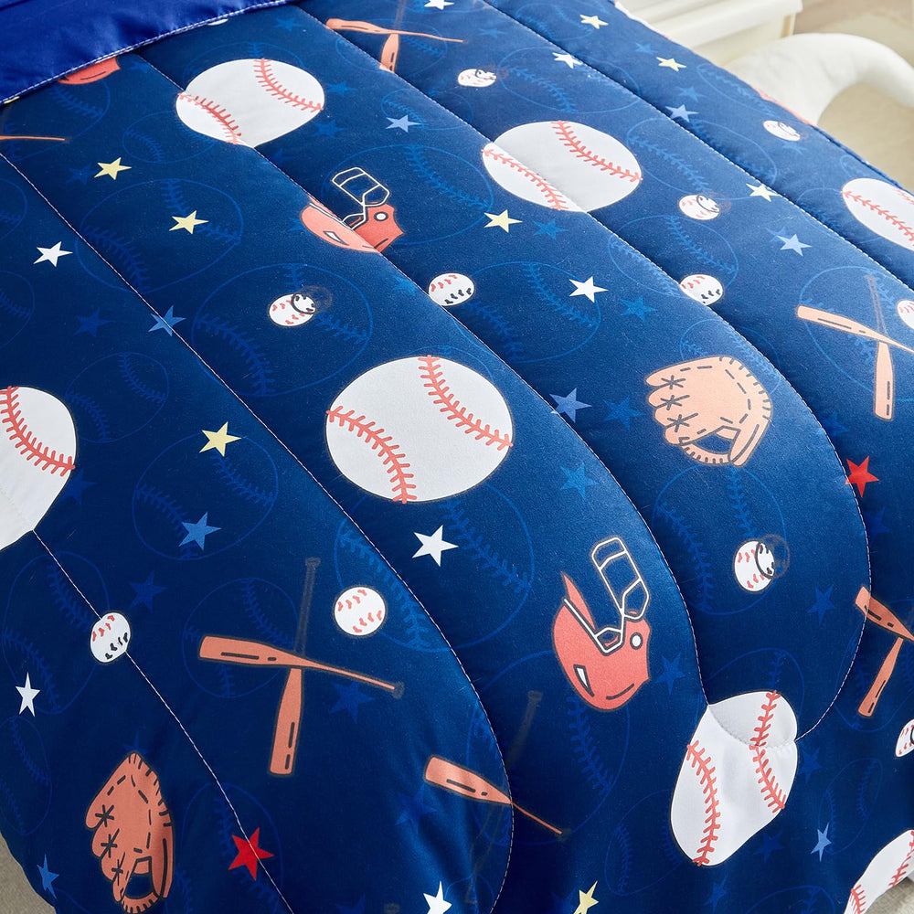 UOZZI BEDDING baseball print on comforter offers kid-friendly theme.