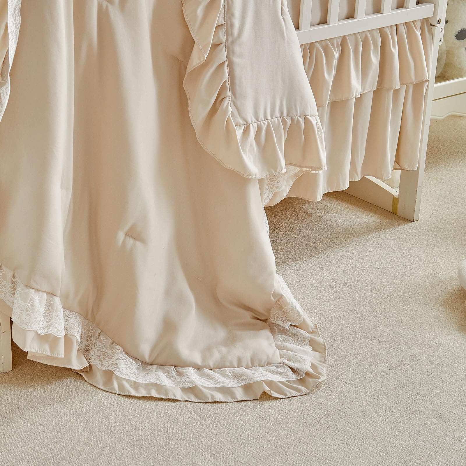 UOZZI Bedding bed skirt with ruffle for a neat nursery base