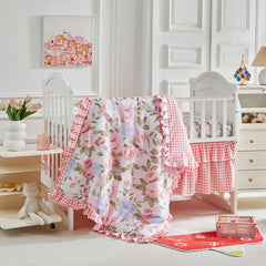 UOZZI BEDDING bed-skirt-ruffled-24x38 enhances nursery aesthetics with gentle, twirled edge.