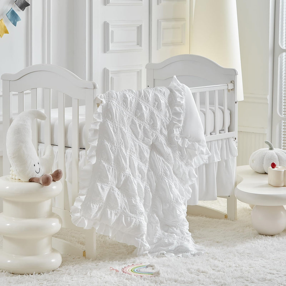 UOZZI BEDDING crib bedding set white for cozy crib aesthetics and breathable comfort for naps