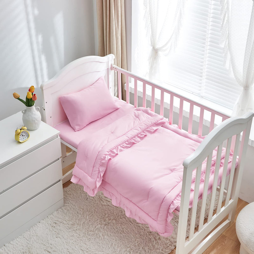 UOZZI BEDDING crib-fitted-sheet-28x52-8-secure-fit on standard mattress.