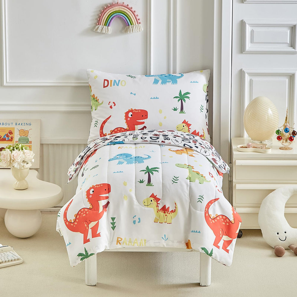UOZZI Bedding dinosaur pillowcase closeup highlights soft microfiber and vibrant print