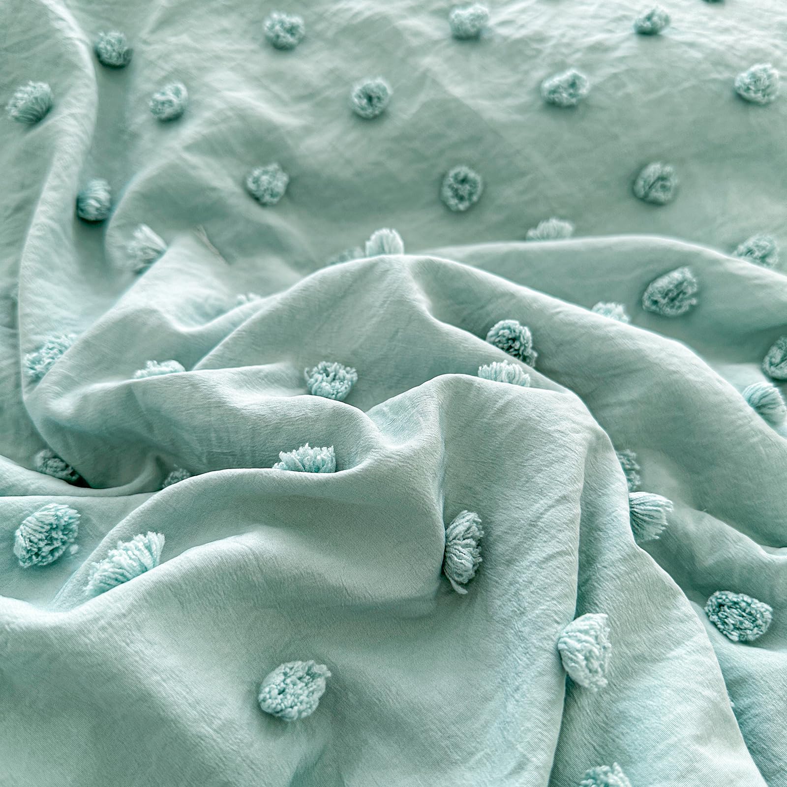 UOZZI BEDDING tufted dots jacquard design brings boho shabby chic charm.
