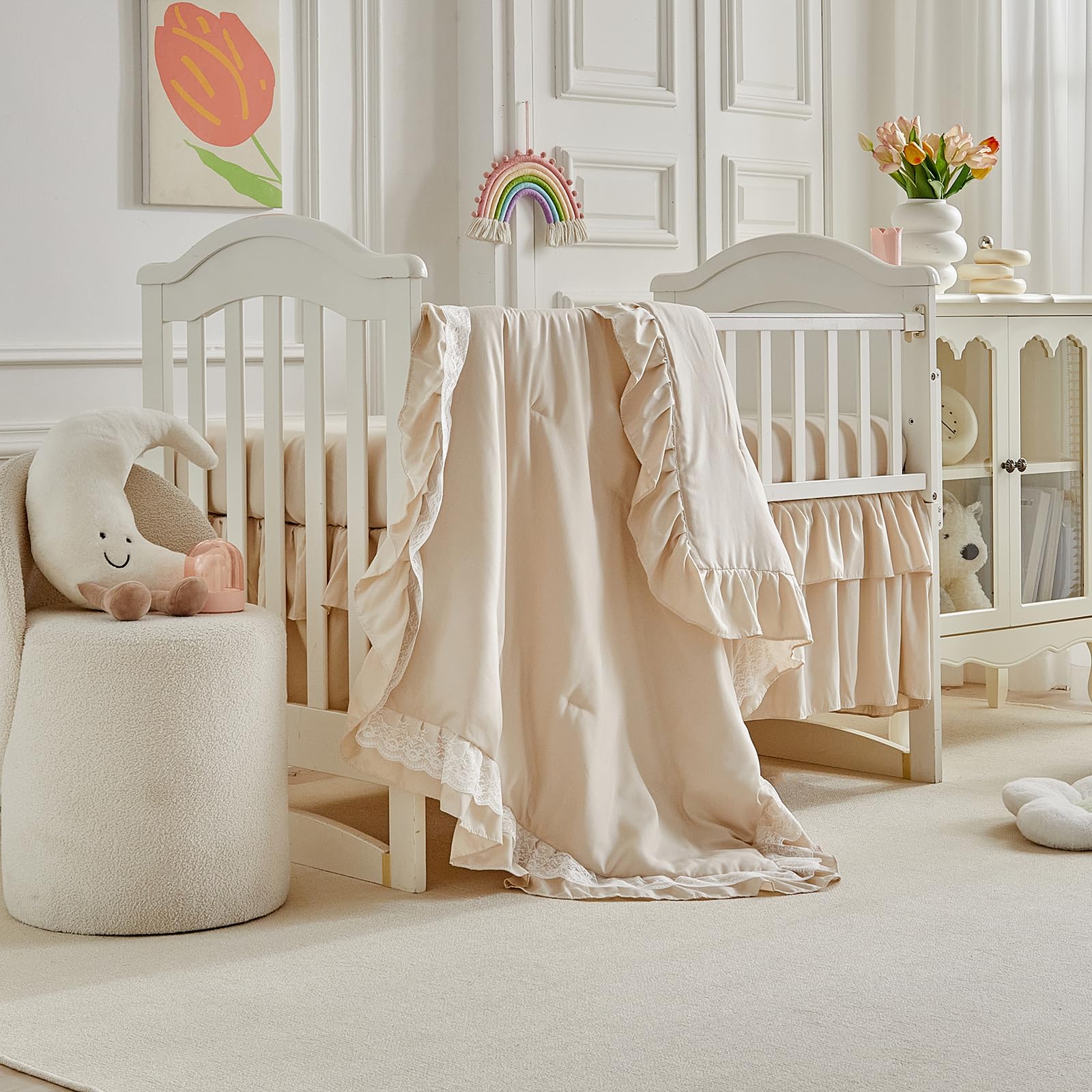 UOZZI Bedding fitted crib sheet on standard mattress for a snug fit