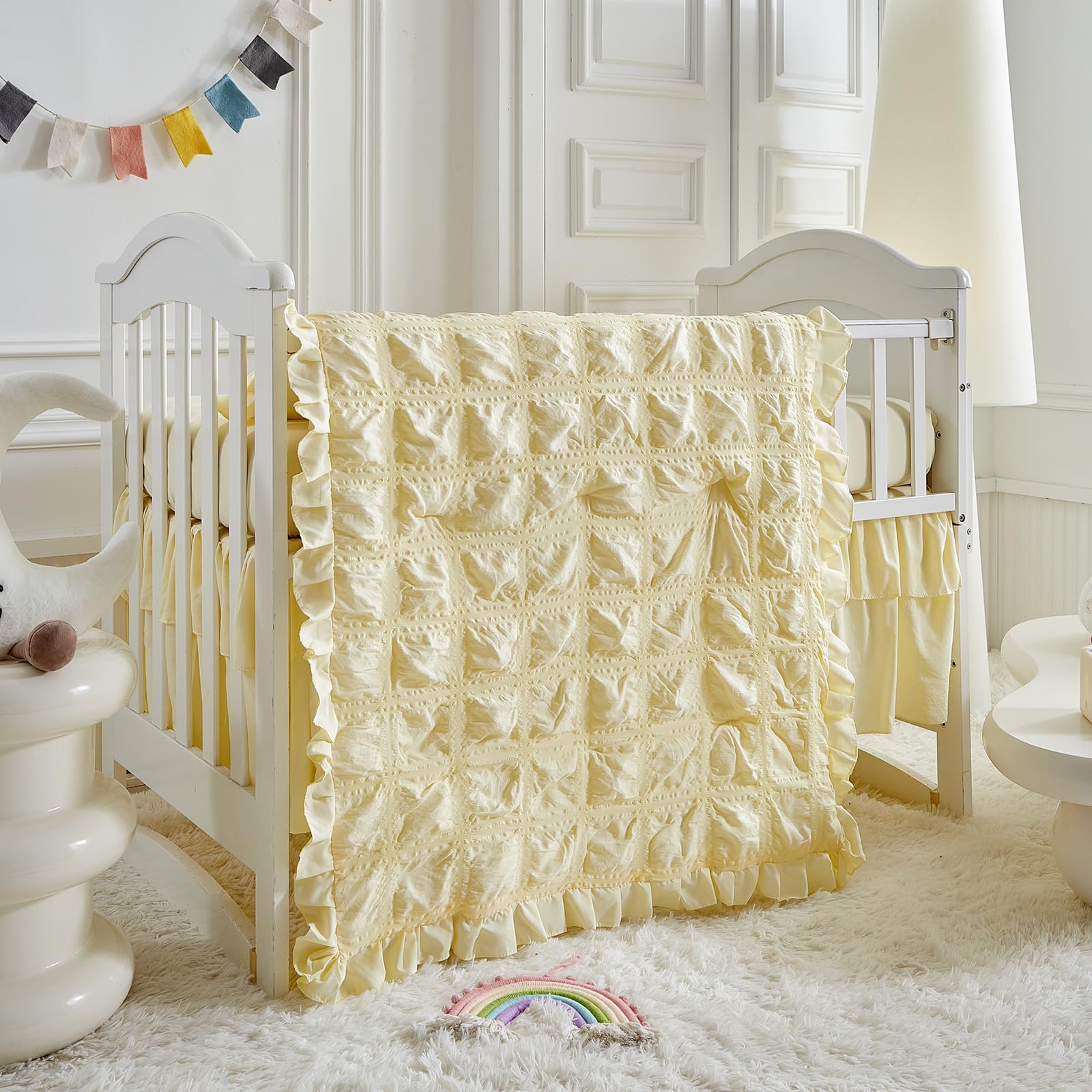 Uozzi Bedding fitted sheet crib yellow for secure mattress fit
