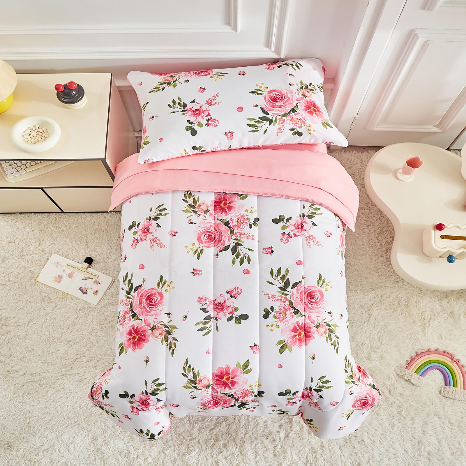 UOZZI BEDDING flower toddler comforter in a cozy nursery for restful sleep