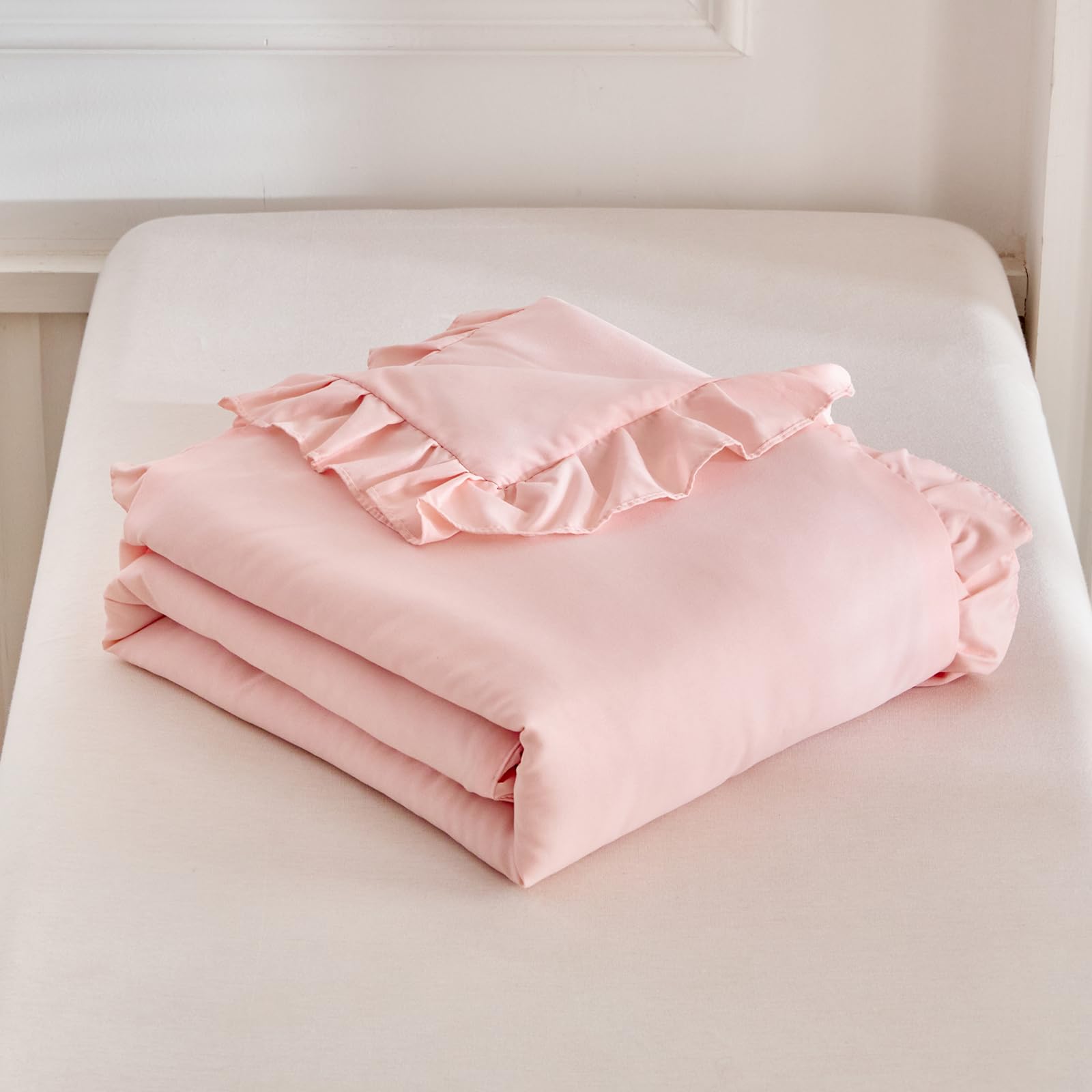 UOZZI Bedding gift-ready pink ruffled design for nursery decor