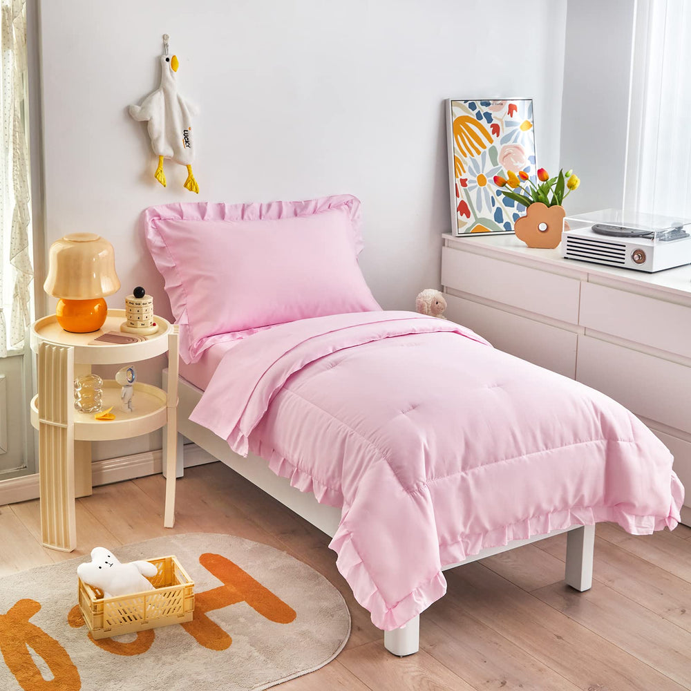 UOZZI BEDDING pink toddler fabric texture highlights skin-friendly microfiber.