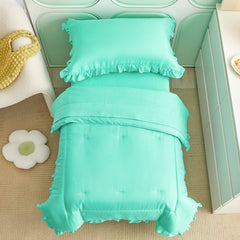 UOZZI BEDDING teal blue fitted sheet ensures a snug fit on standard toddler beds