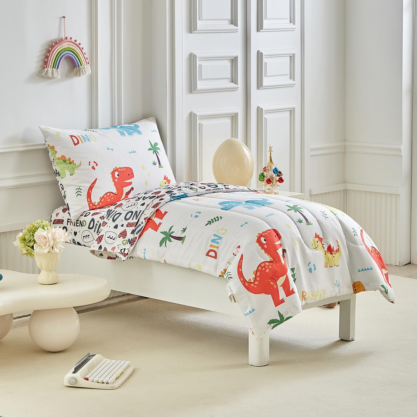 UOZZI Bedding toddler bed setup with 4-piece set for easy bedtime routine