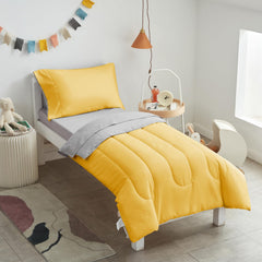 UOZZI BEDDING yellow toddler comforter close-up, ultra-soft microfiber.