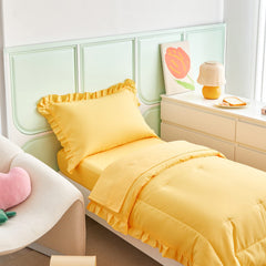 UOZZI Bedding yellow toddler fitted sheet secures snug fit on standard beds