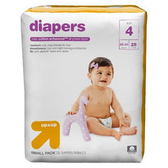 Up & Up Diapers Size 4 blue pack shows soft, breathable cotton for baby comfort and secure fit.