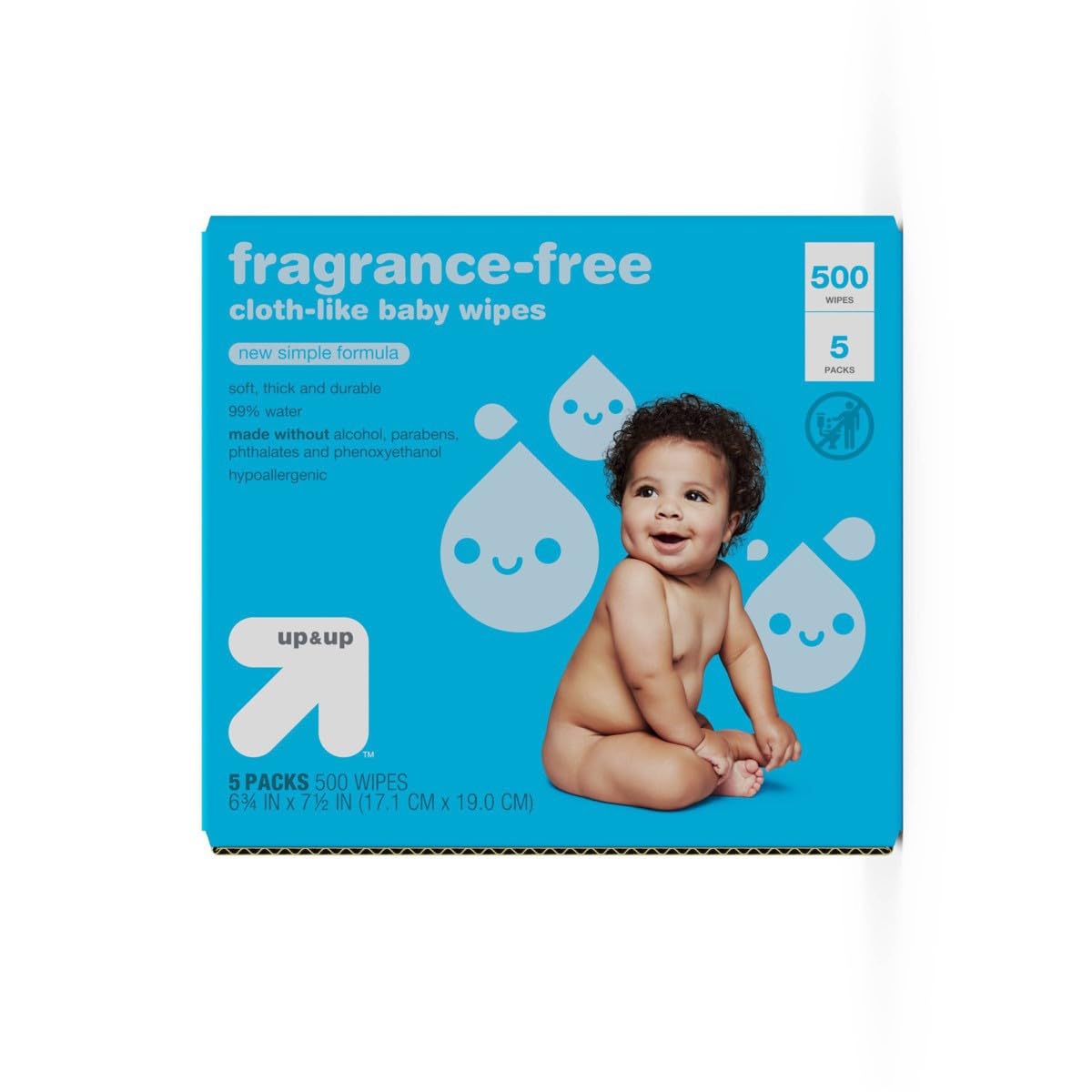 Up & Up baby wipes unscented 500ct pack for gentle cleanups and moisturizing skin care