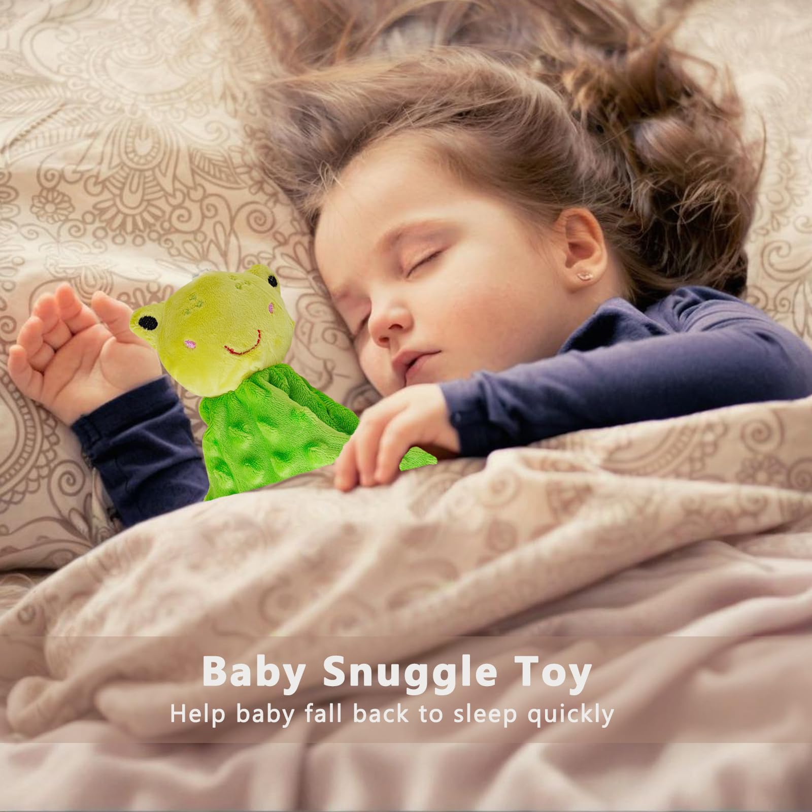 Upalupa 11-inch security blanket pairs with stuffed frog for nap-time comfort.