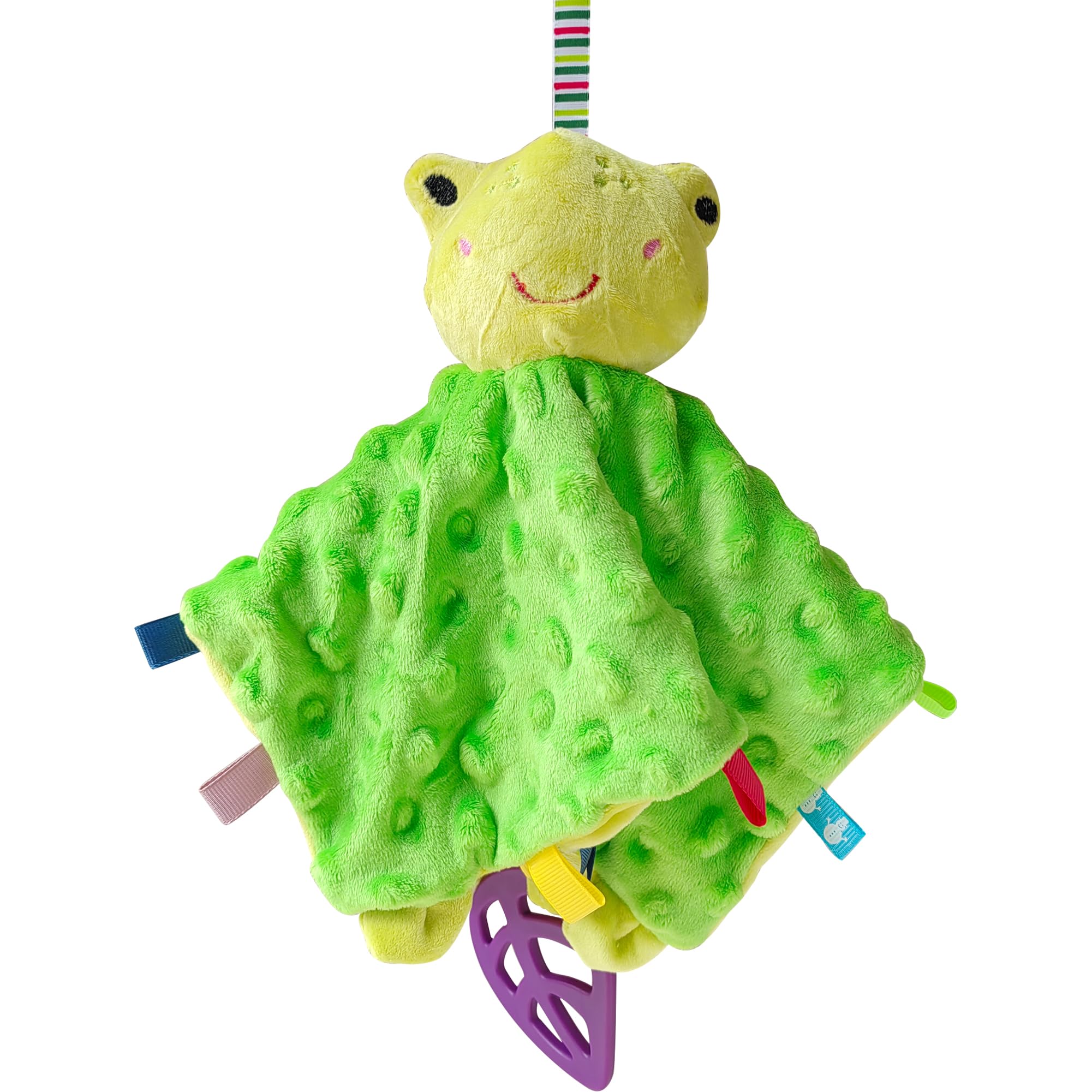 Upalupa green frog lovey with 11-inch blanket for cozy cuddles and sensory exploration.