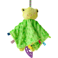 Upalupa green frog lovey with 11-inch blanket for cozy cuddles and sensory exploration.