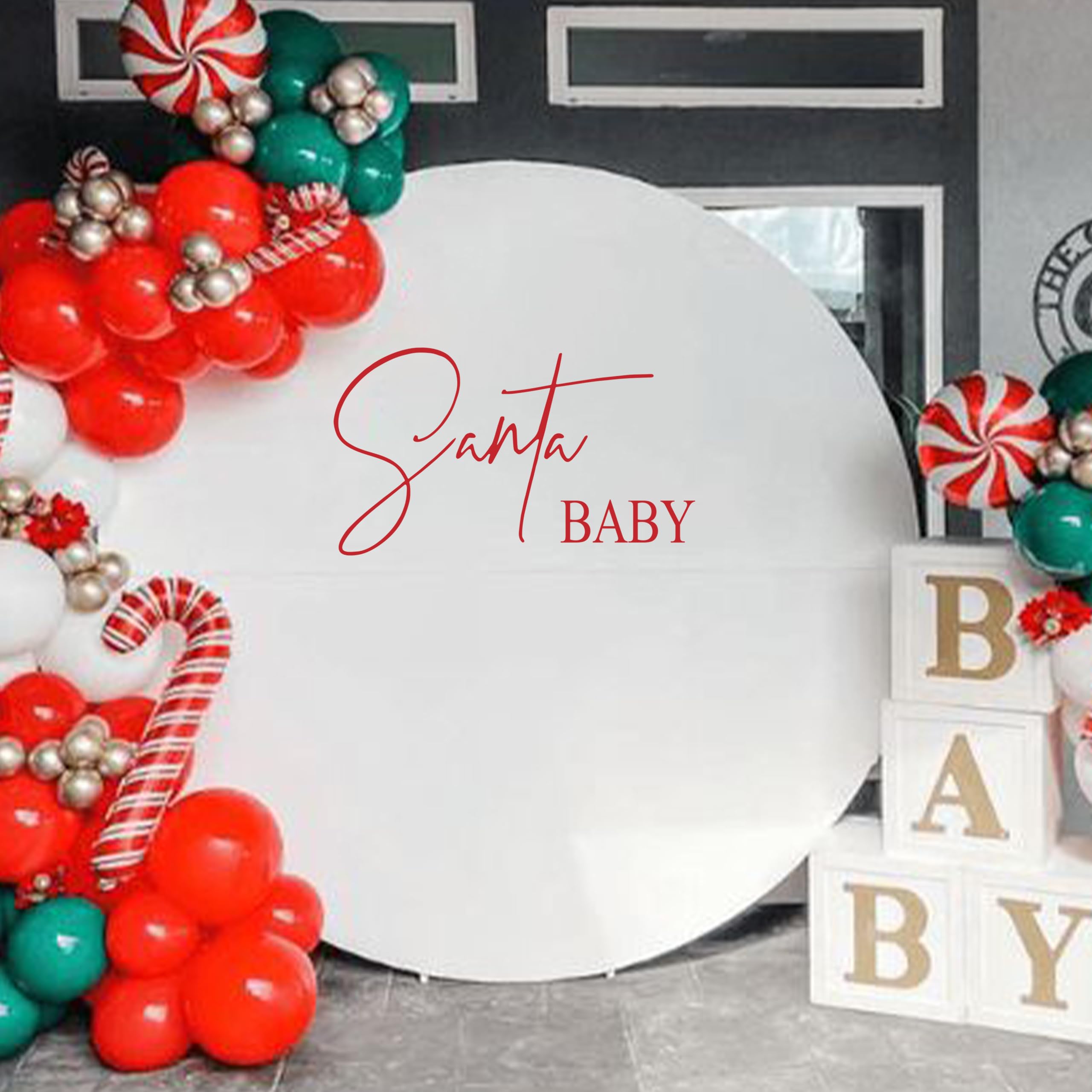 Upfirst Santa Baby decal Christmas theme, captures seasonal spirit with crisp red-and-white typography
