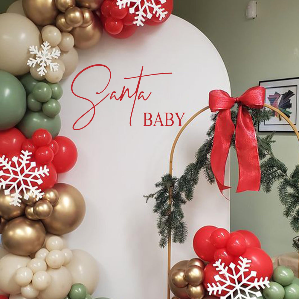 Upfirst Santa Baby decal gender reveal ready, pairs with reveal decor for a playful holiday theme