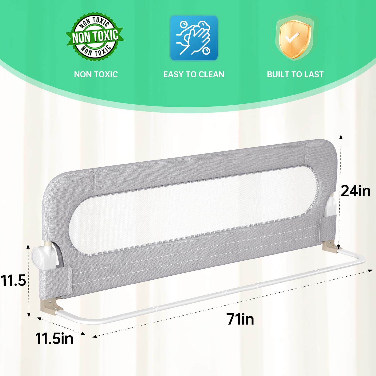UPGOGO bed rail shows bunk compatibility for versatile room layouts.
