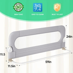 UPGOGO bed rail installation in progress, tool-free setup for busy parents.