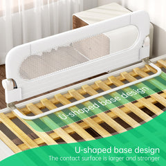 UPGOGO foldable bed rail demonstrates easy on off access for kids.