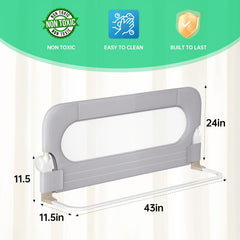 UPGOGO folding bed rail extended-side grey for reliable bed guard and easier accessibility.
