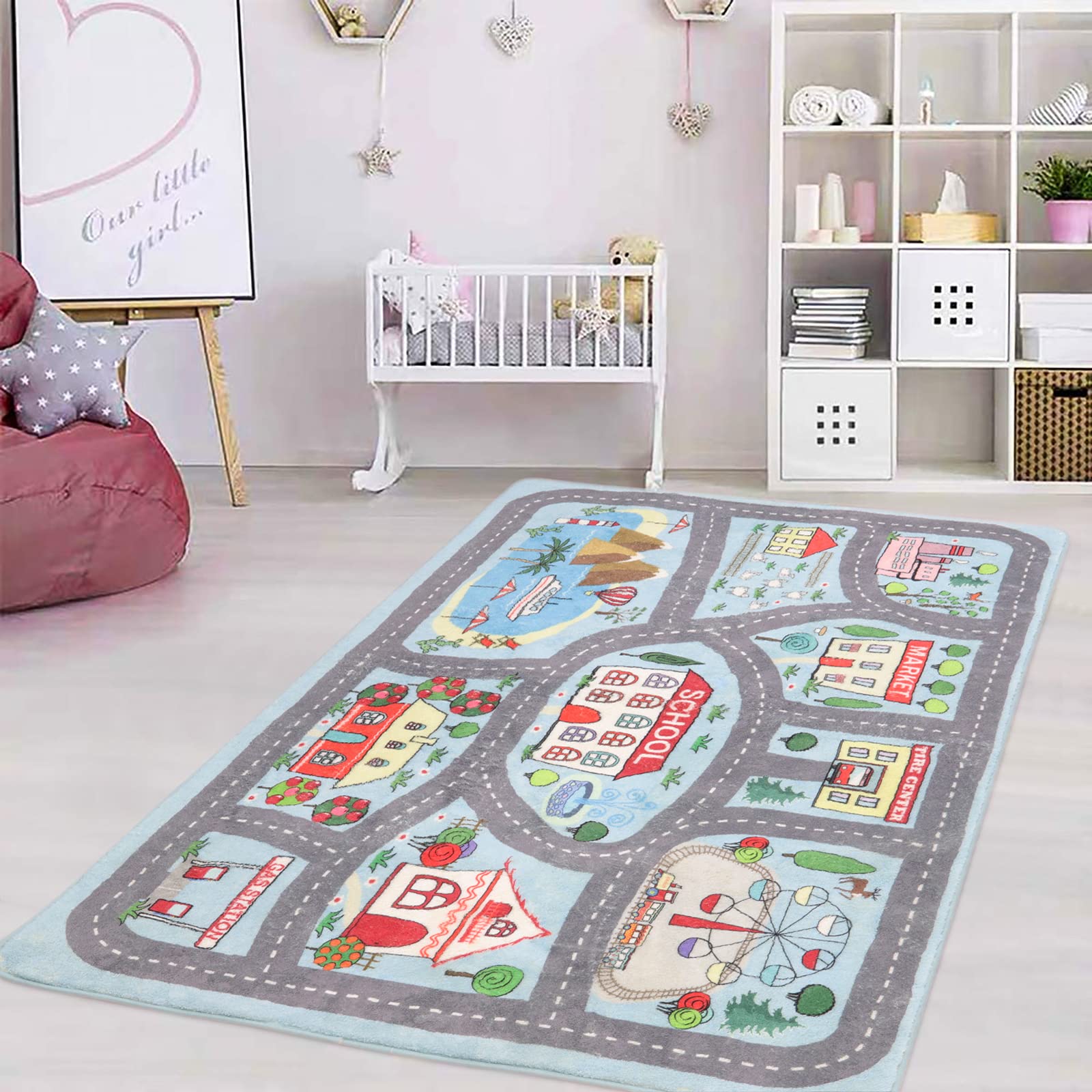 Uphome rug enhances living rooms, bedrooms, nurseries with playful decor and kid-friendly design.