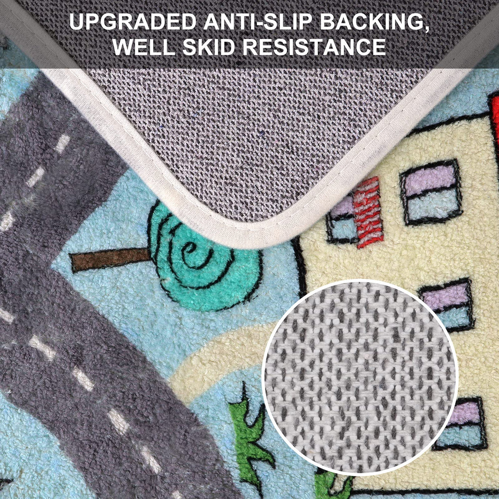 Uphome non-slip backing keeps the rug in place on smooth floors for safer play.