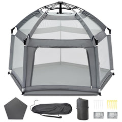 UPHUNAL baby playpen assembled shows a spacious, safe play area for infants and toddlers.