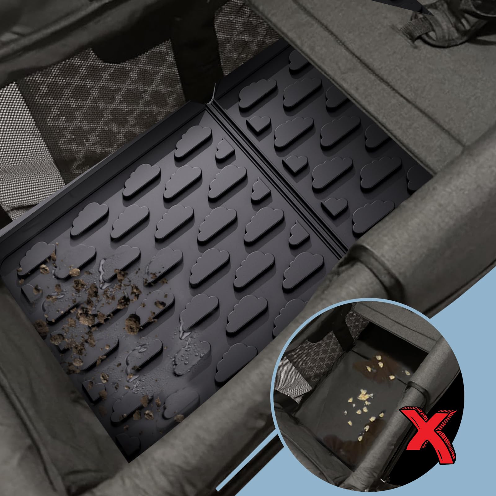 Upifen W4 mat folded for storage inside the wagon