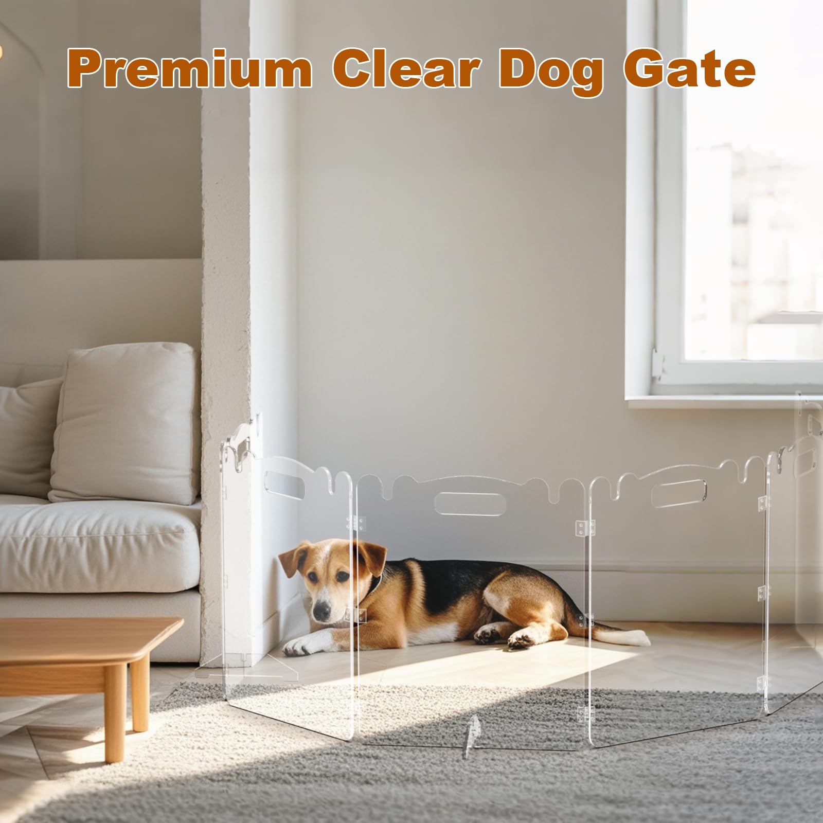 Upitry clear acrylic dog gate with bottom support feet stability