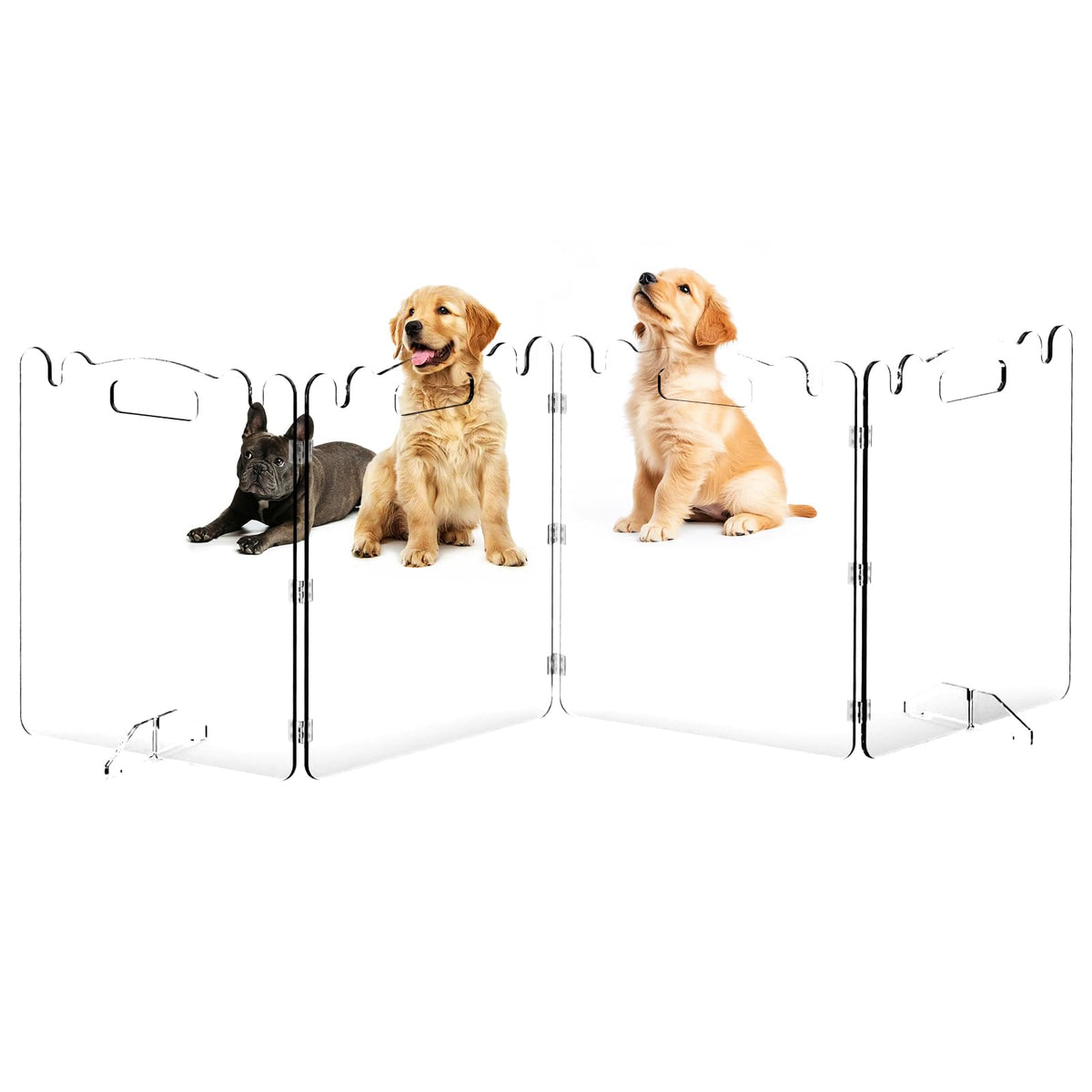 Upitry clear acrylic pet gate folding demonstrates transparent containment for spacious rooms.