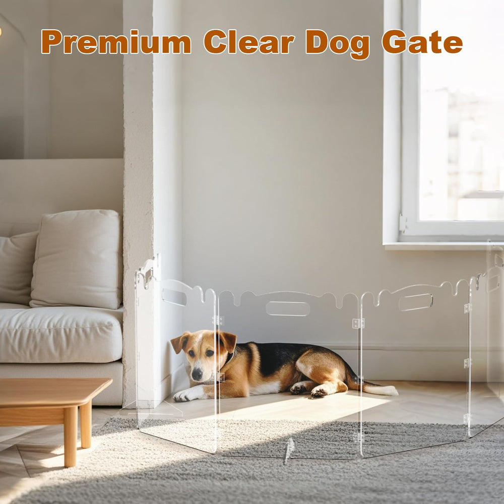 Upitry clear-dog-gate stairwell doorway offers unobtrusive hallway containment.