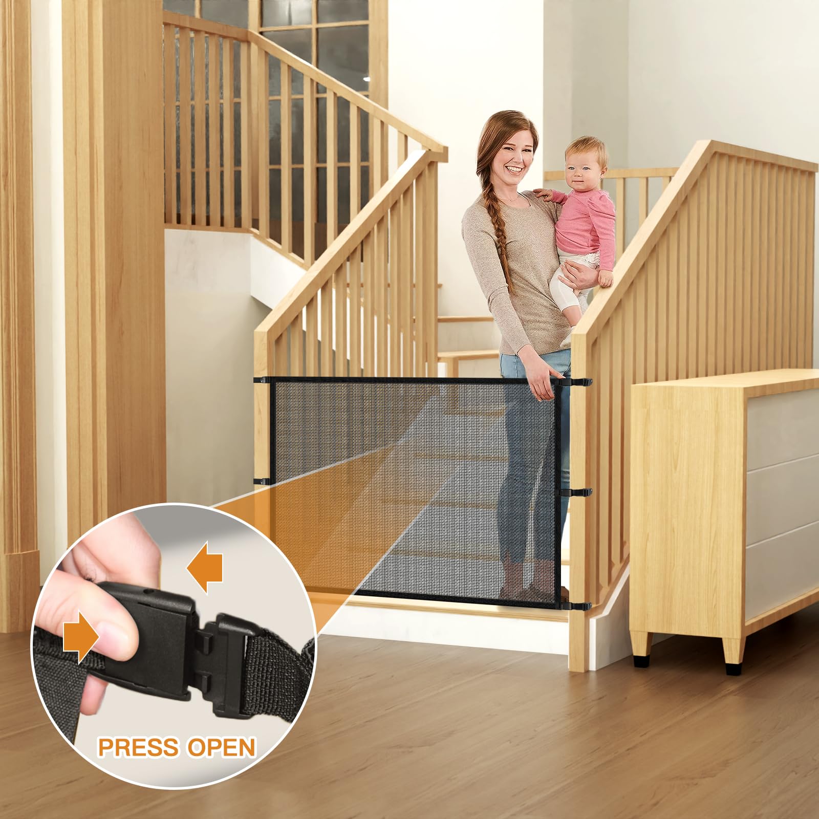 Upitry stair safety net fits 36–60 inch width for versatility