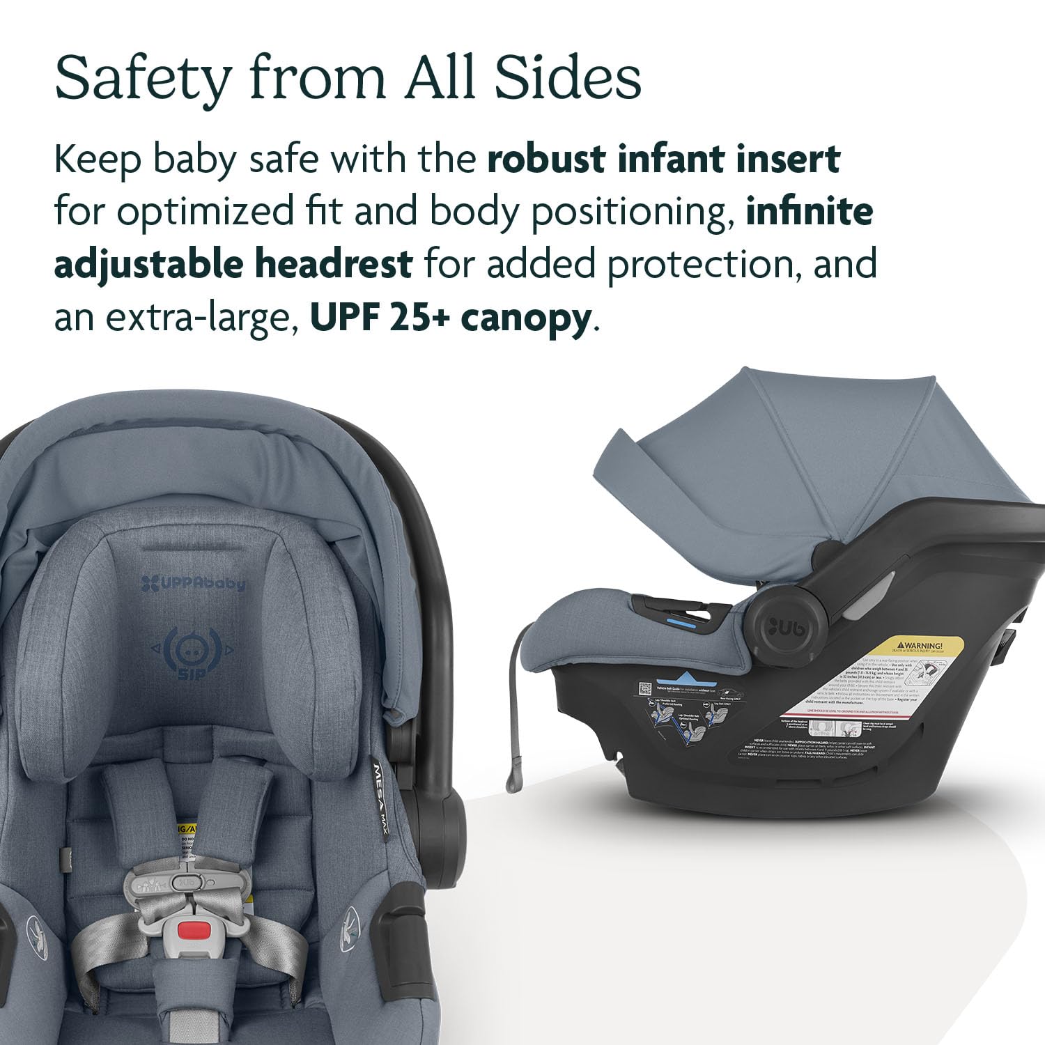 UPPAbaby Mesa Max extended canopy for sun protection and privacy
