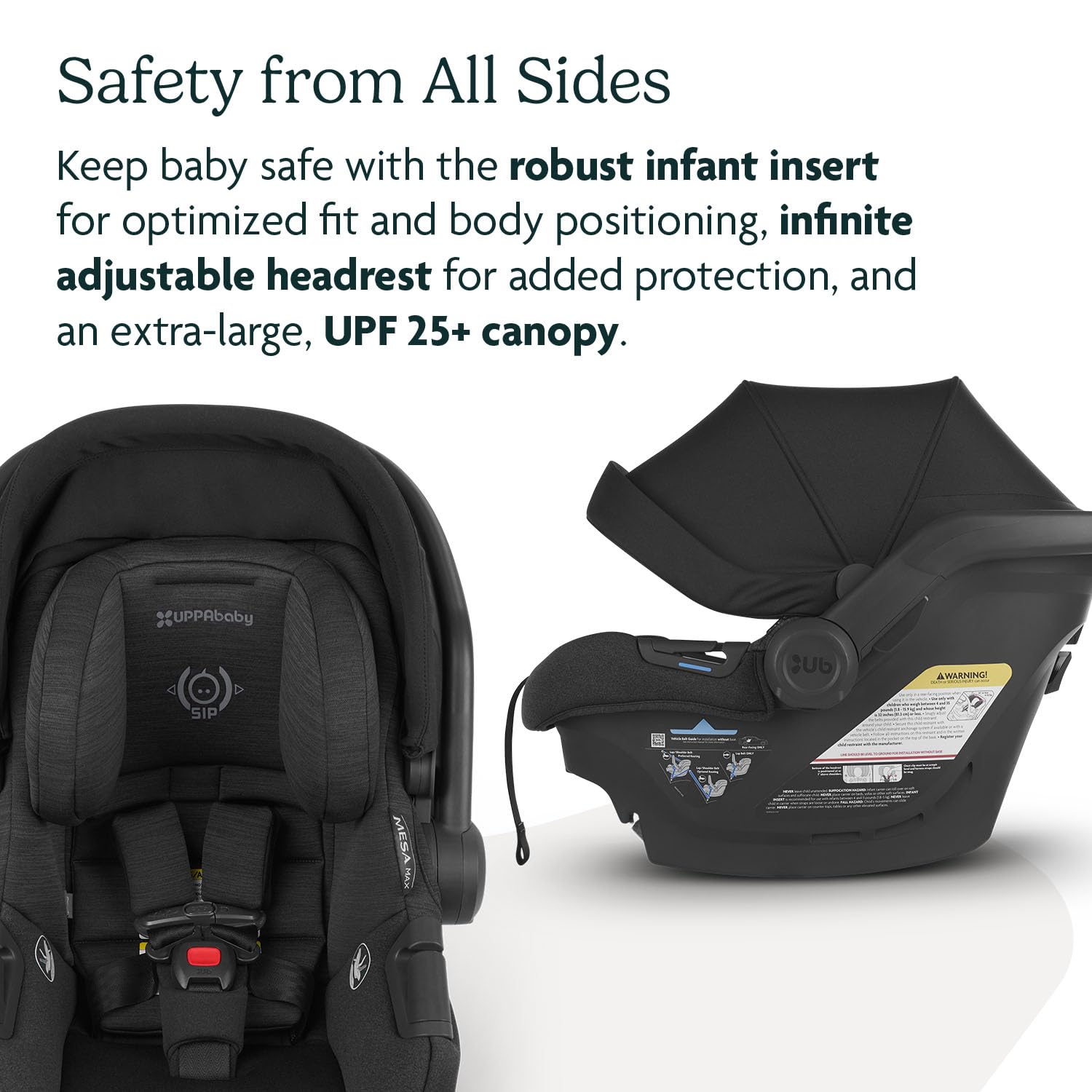 UPPAbaby Mesa Max side ventilation panel promoting airflow for comfort