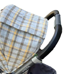 Uppababy Vista handlebar cover black closeup highlights premium PU leather and enhanced grip.